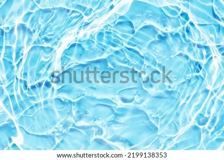 blue water wave abstract, pure natural ripple and bubble texture, gel soap, background summer photography
