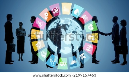 Environmental technology concept. Sustainable development goals. SDGs. Group of people. Human Resources. Royalty-Free Stock Photo #2199157463