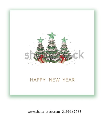 New Year greeting card. Xmas Festive composition with decorative objects. Card
