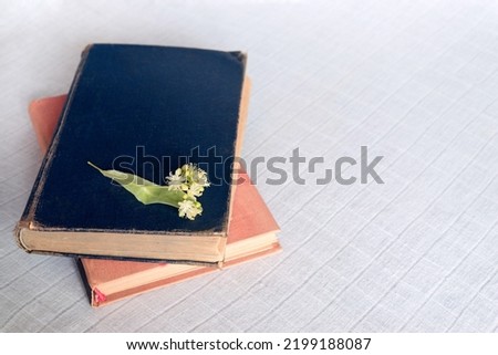 still life with two books and flowers