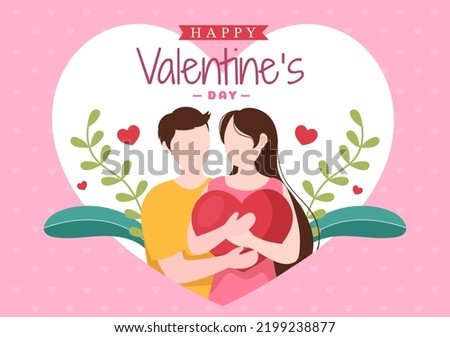Happy Valentines Day Template Hand Drawn Cartoon Flat Illustration Which is Commemorated on February 17 for Love Greeting Card or Poster Design