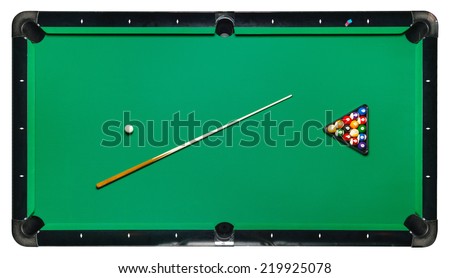 Billiard table, top view isolated white background. Path included Royalty-Free Stock Photo #219925078