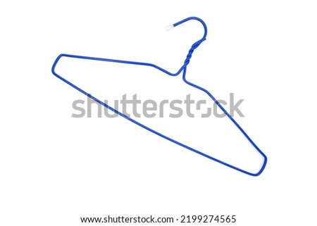blue hangers on a white background