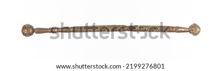 golden magic wand isolated on white background Royalty-Free Stock Photo #2199276801