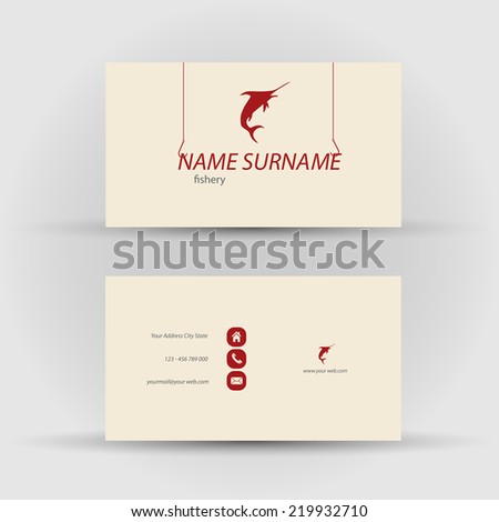 Set of modern vector business card template with fish