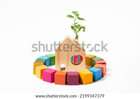 SDG symbols and a wooden cube  Royalty-Free Stock Photo #2199347379