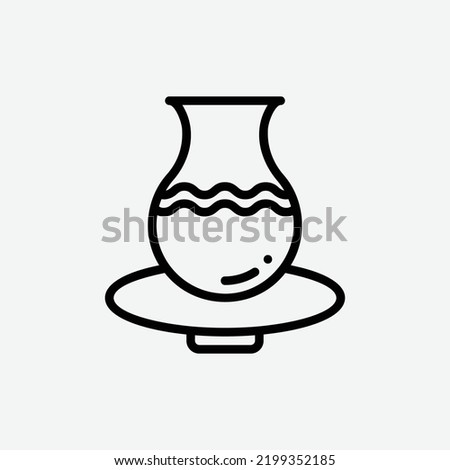  pottery icon, isolated craft outline icon in light grey background, perfect for website, blog, logo, graphic design, social media, UI, mobile app Royalty-Free Stock Photo #2199352185