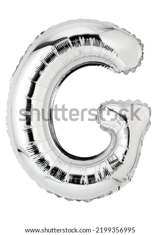Letter G in silver mylar balloon isolated on white