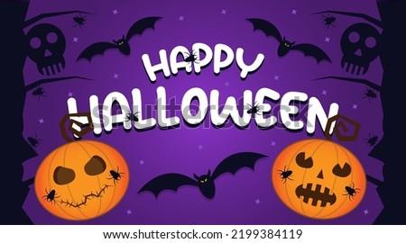 Happy halloween text banner. Halloween party, halloween night background. Halloween festival on a terrifying night.