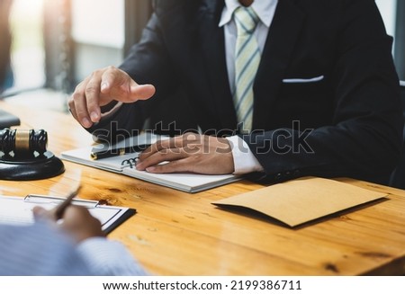 Lawyer, contract agreements document and legal proceedings. Royalty-Free Stock Photo #2199386711