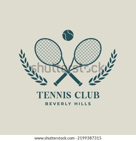 tennis logo, tennis club, two rackets and ball Royalty-Free Stock Photo #2199387315