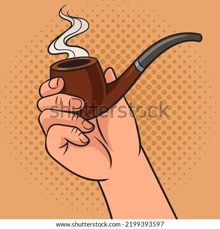 hand with smoking pipe pinup pop art retro vector illustration. Comic book style imitation.