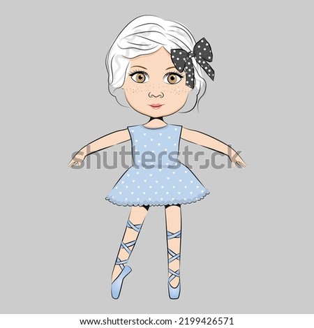 Cute cartoon baby girl, doll. Vector illustration.