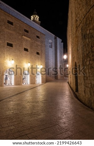 Alleyway in Dubrovnik, Croatia in the evening, no people