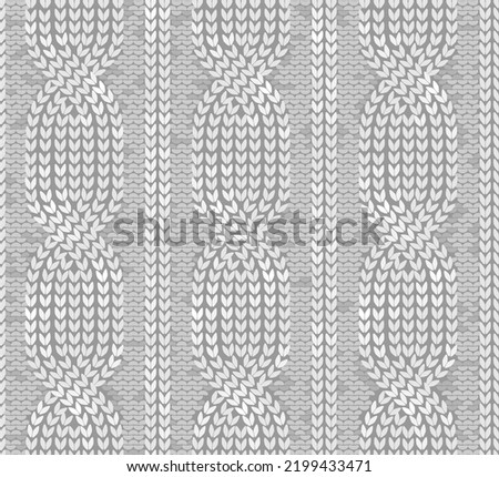 Knitting texture of braids seamless pattern. Vector illustration. Royalty-Free Stock Photo #2199433471