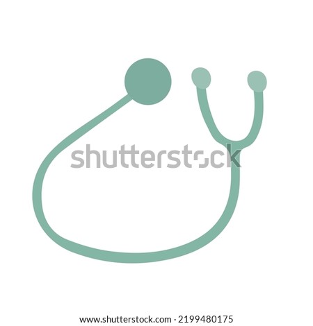Green stethoscope on white background