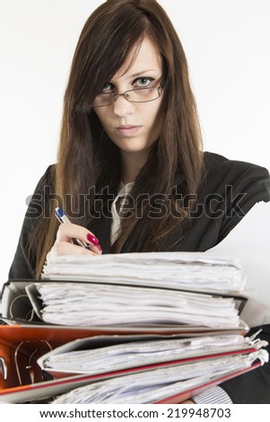 portrait of cute young clerk woman 