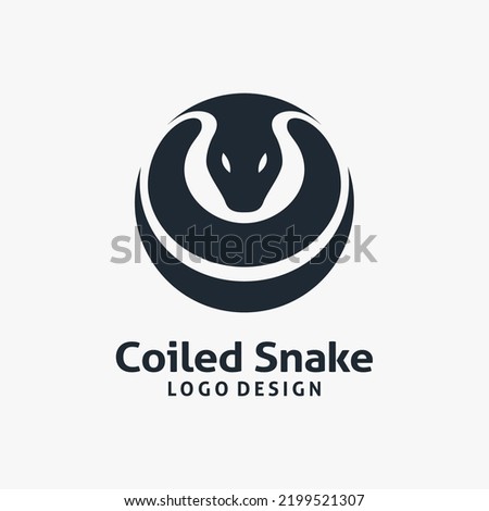 Coiled snake logo design vector