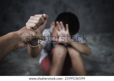Children violence and abused concept, stop violence and abused children,  human rights violations, human trafficking Royalty-Free Stock Photo #2199536599