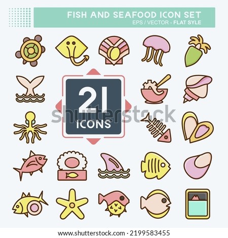 Icon Set Fish and Seafood. suitable for seafood symbol. flat style. simple design editable. design template vector. simple illustration