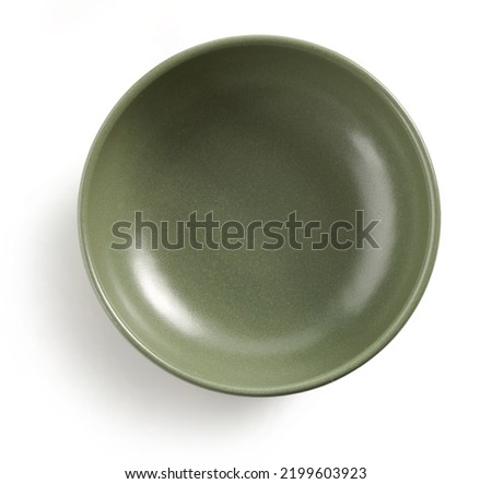 new empty green ceramic bowl isolated on white background, top view Royalty-Free Stock Photo #2199603923
