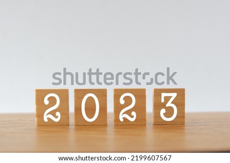 new year 2023 concept with wooden block 