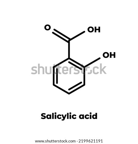 Salicylic acid molecule. Skeletal formula on white background. Royalty-Free Stock Photo #2199621191