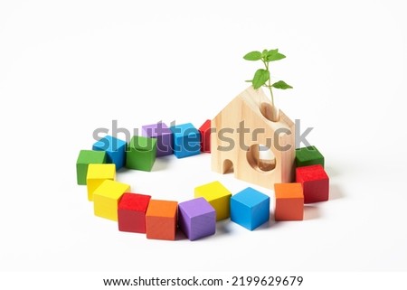 SDG symbols and a wooden cube  Royalty-Free Stock Photo #2199629679
