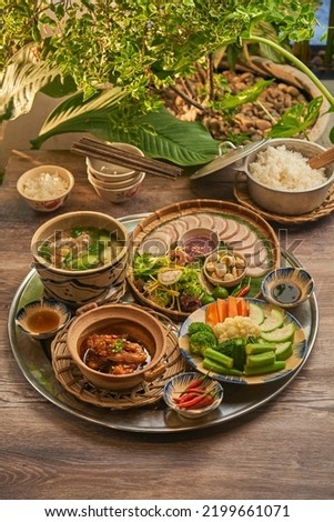 vietnamese traditional food in woodden table look delicious Royalty-Free Stock Photo #2199661071