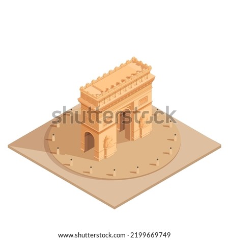 isometric triumphal arch in paris, vector illustration Royalty-Free Stock Photo #2199669749