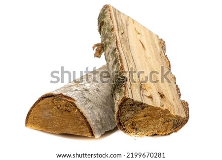 Birch wood firewood isolated on white background