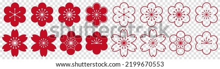 Flower icons. Flat and line art style. Vector illustration isolated on transparent background