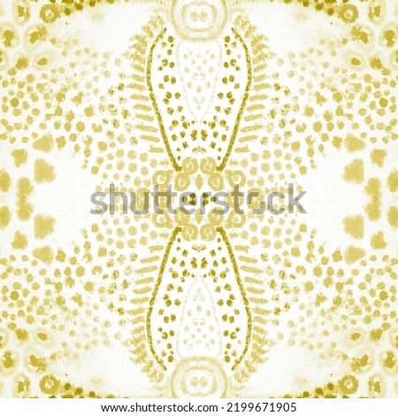 Gold Ornament. Yellow African Dots. Yellow Maya. Aztec Lace Pattern. Seamless Floral Patchwork. Textile Design Texture. White Sketch Aztec. African Lines.