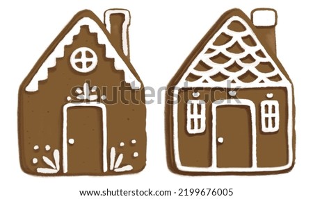 holiday gingerbread house, christmas illustration, cozy winter season