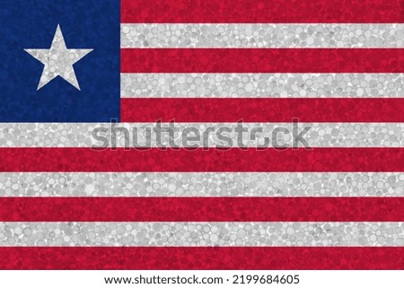 Flag of Liberia on styrofoam texture. national flag painted on the surface of plastic foam