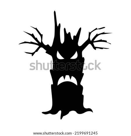 Halloween icon isolated on a white background. vector art, Emotional tree black.