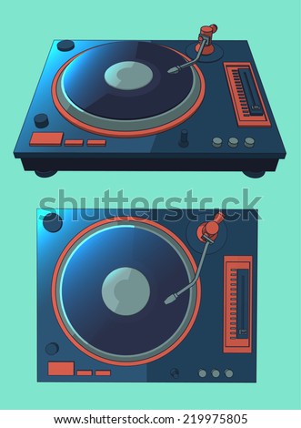 simple  digital turntable  vector illustration seperate line color and light 