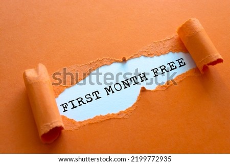 "First month free" written under torn paper.