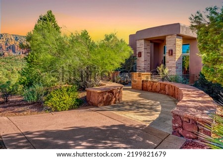 a luxury home in the desert Royalty-Free Stock Photo #2199821679