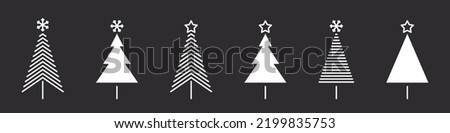 Christmas tree icons. Modern christmas icons. Xmas signs. Collection of christmas tree. Vector illustration