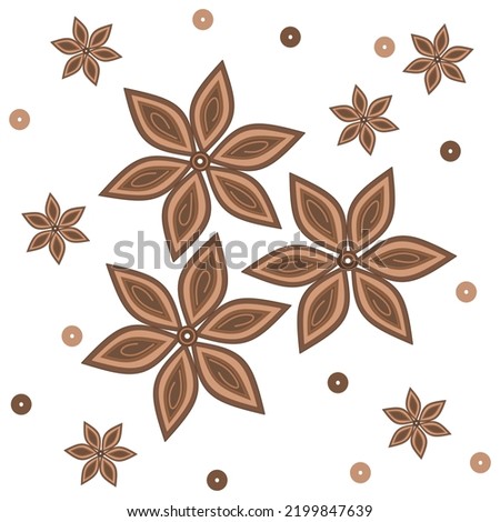 Background illustration of stylized cinnamon flowers in brown tones