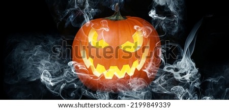 Halloween Scary Face. Beautiful holiday autumn composition.