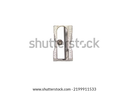 Top view of a pencil sharpener on a white background Royalty-Free Stock Photo #2199911533