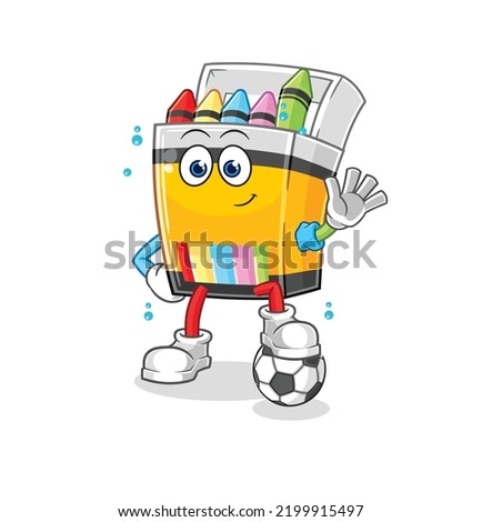 the crayon playing soccer illustration. character vector