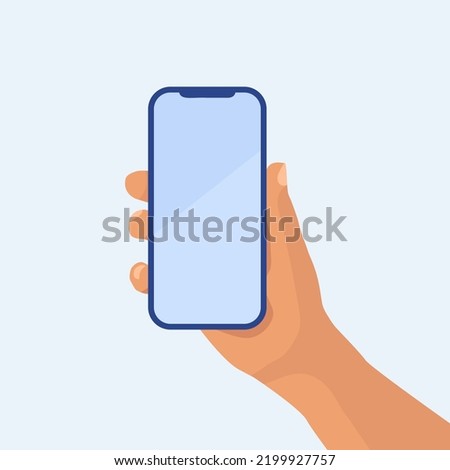 Human hand holding mobile phone. - Vector.