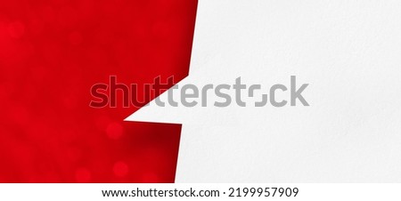 christmas white paper speech bubble on red bokeh background.