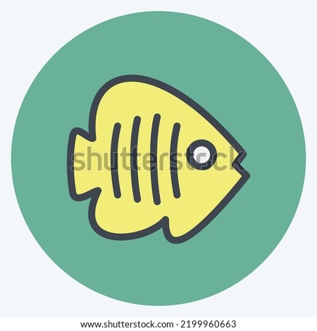 Icon Tropical Fish. suitable for seafood symbol. color mate style. simple design editable. design template vector. simple illustration
