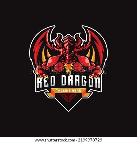 Red dragon character logos, badges, labels, emblems or t-shirt prints and other uses.