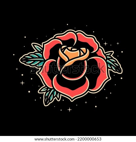cool old school tattoo rose flower illustration in vector format. Decorative illustration of a rose on a separate background.