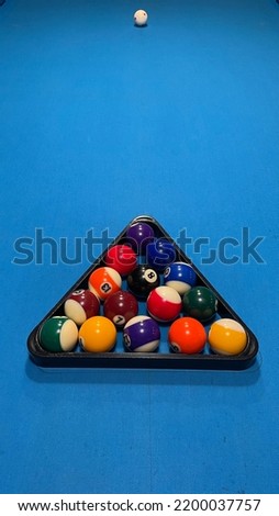 Pool balls prepared for a game.